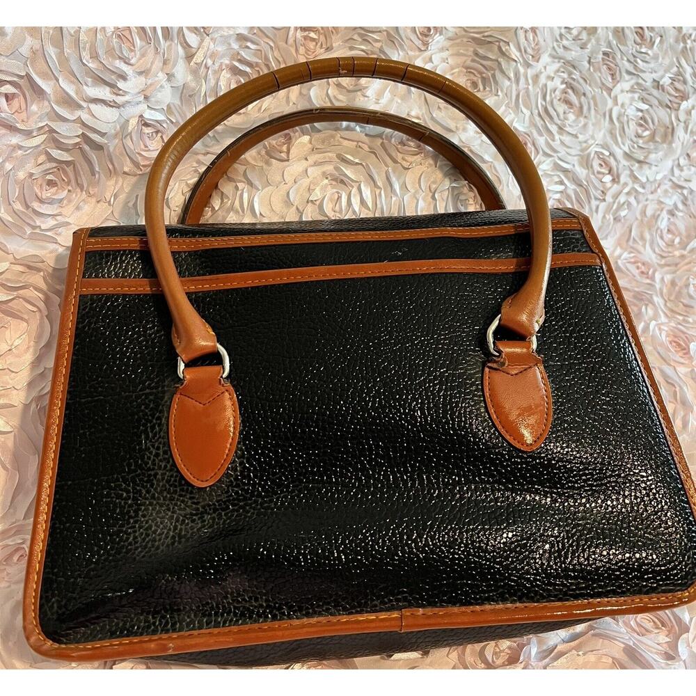 Dooney and Bourke, Black and Caramel, Large Leather Handbag, preowned - Picture 3 of 10